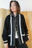 Greenwich Village Knit Bomber Jacket Black Denim /11=
